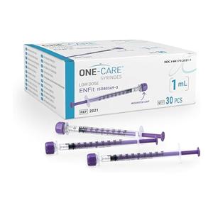 MediVena ONE-CARE 1ml Lab Syringes with Mounted Cap Sterile Low Dead Space 30/bx Ampoule-Filled Syringes