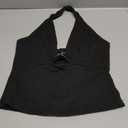 MakeMeChic Women's Low Cut Halter Tops Cut Out Backless Buckle Fitted Y2k Tank size M