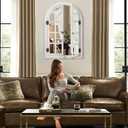 Dorlicecass Arched Wall Mirror -Window Mirrors for Wall Decor Wood Frame Farmhouse Decor Decorative for Bedroom, Living Room, Entrance, Dining Room Single Piece x1(White, 20"x30")