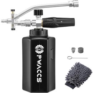 PWACCS Pressure Washer Foam Cannon Dual Connector Accessory, Power Washer Double Tip Attachment for Adjustable Foam Blaster, 1/4" Quick Connect Big Mouth Snow Foam Lance 1.5 L, 3600 PSI