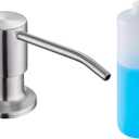 Sink Soap Dispenser Brushed Nickel, Soap Dispenser for Kitchen Sink Stainless Steel Refill from The Top Built in Sink Soap Dispensers with 13 OZ Soap Bottle