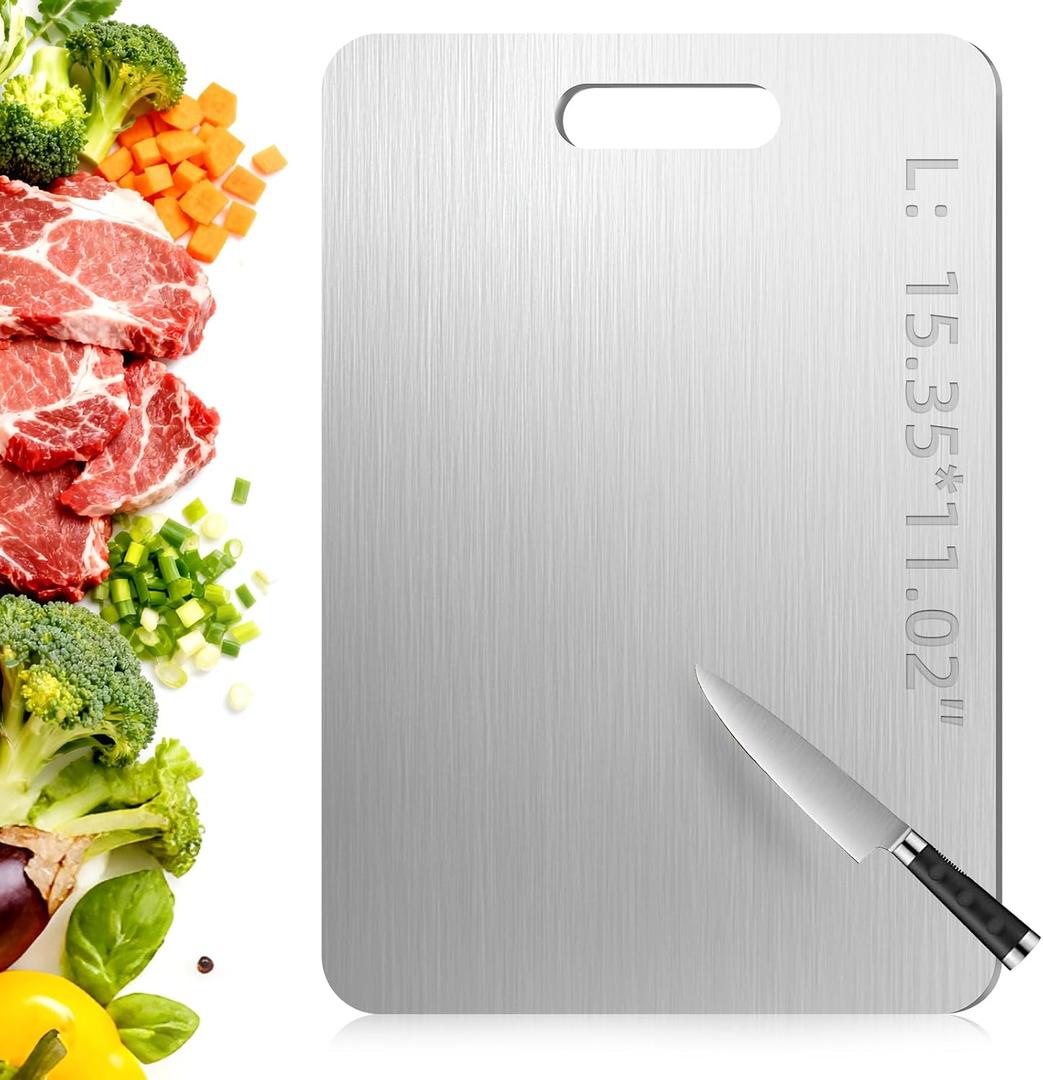 Katori Titanium Cutting Board, 100% Pure Titanium Cutting Boards for Kitchen, Double-side  Cutting Board for Vegetables, Meat, Fruits, Easy to Store and Clean (L), 15.4"L x 11"W