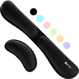 Keyboard Wrist Rest, Wrist Rest for Computer Keyboard, Memory Foam, Wrist Support, Ergonomic Design for Typing Pain Relief, 2 Pieces Mouse & Keyboard Set, Mouse Wrist Rest, Stain Resistant, Black