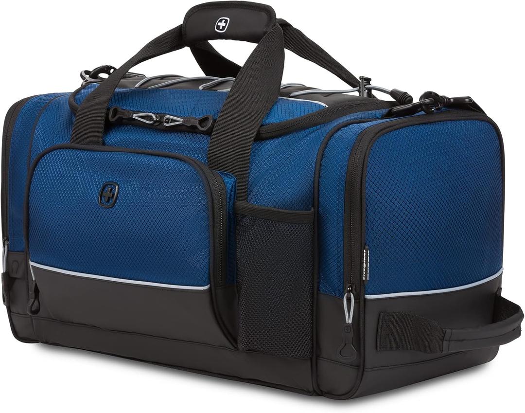 SwissGear Apex Duffle Bag for Travel and Gym with Bungee-Cord System (28-Inch, Navy Dobby)