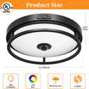Motion Sensor Outdoor Ceiling Light, Flush Mount LED Ceiling Light Fixture, 12" Dusk to Dawn Porch Lights for Outdoor Ceiling, Black Ceiling Lamp for Entryway, Garage, Hallway