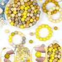 2 x 160PCS FIVEIZERO Silicone Beads for Keychain Making, Yellow Mixed 6 Colors Round Silicone Beads Bulk for Pens, Rubber Bead for Bracelets and DIY Crafts (12mm)