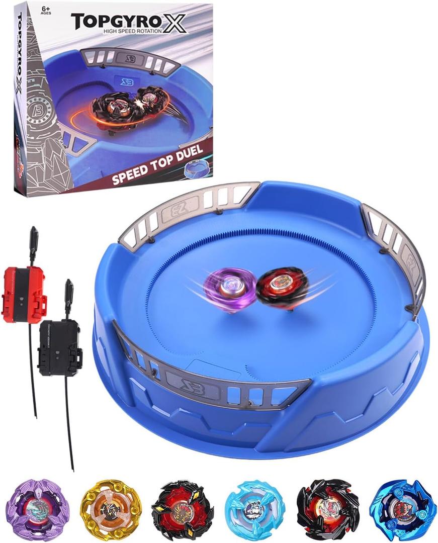 X Stadium Battle Set with X-Celeration Rail, 6 Right-Spin Tops, 2 Launchers and 1 Arena, Blade Battling Xtreme Game