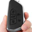 Soft Upper Leather TPU Key Fob Cover Case for Volkswagen VW ID4 ID3 MK8 Golf GTI Skoda Octavia tiguan Atlas 2024 2025 2026 (Silver-edged black, 5 Buttons)