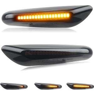 NDRUSH Sequential LED Side Marker Turn Signal Lights Compatible with BMW E90 E91 E92 E93 E46 E53 X3 E83 X 1 E84 E81 E82 E87 E88, Smoked Lens, Pack of 2