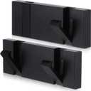 2 Pack Modern Waterproof Black Wall Hooks, Foldable Heavy Duty Towel Coat Hooks for Bathroom Kitchen Balcony, Space Saving Hideaway Design with Free Perforated Installation