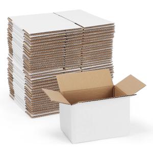 6x4x4 Shipping Boxes Set of 40, White Corrugated Cardboard Box for Small Business Mailing