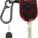 for Ford Key Fob Shell Remote Key Fit for Ford F-150 F150 2011 2012 2013 2014 F-250 F-350 Super Duty 2011-2015 2016 Explorer Expedition 2009-2017 Smart Key (5 Buttons Black-Red)
