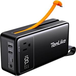 Portable Power Station 99.9Wh Power Bank for Camping Essentials Small Electric Generator Large Lithium Battery with 110V 80W Rated 120W Peak AC Plug in Output 60W Type-C Home Backup Outdoor Emergency (Black)