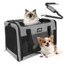 Soft Sided Cat Carrier for Large Cats, Pet Carrier for 2 Cats or Small Dogs Up to 25Lbs, Large Cat Carrier with Shoulder Strap, Cat Car Carrier with Safety Rope, Cat Carriers 20x13x13 inches, Grey