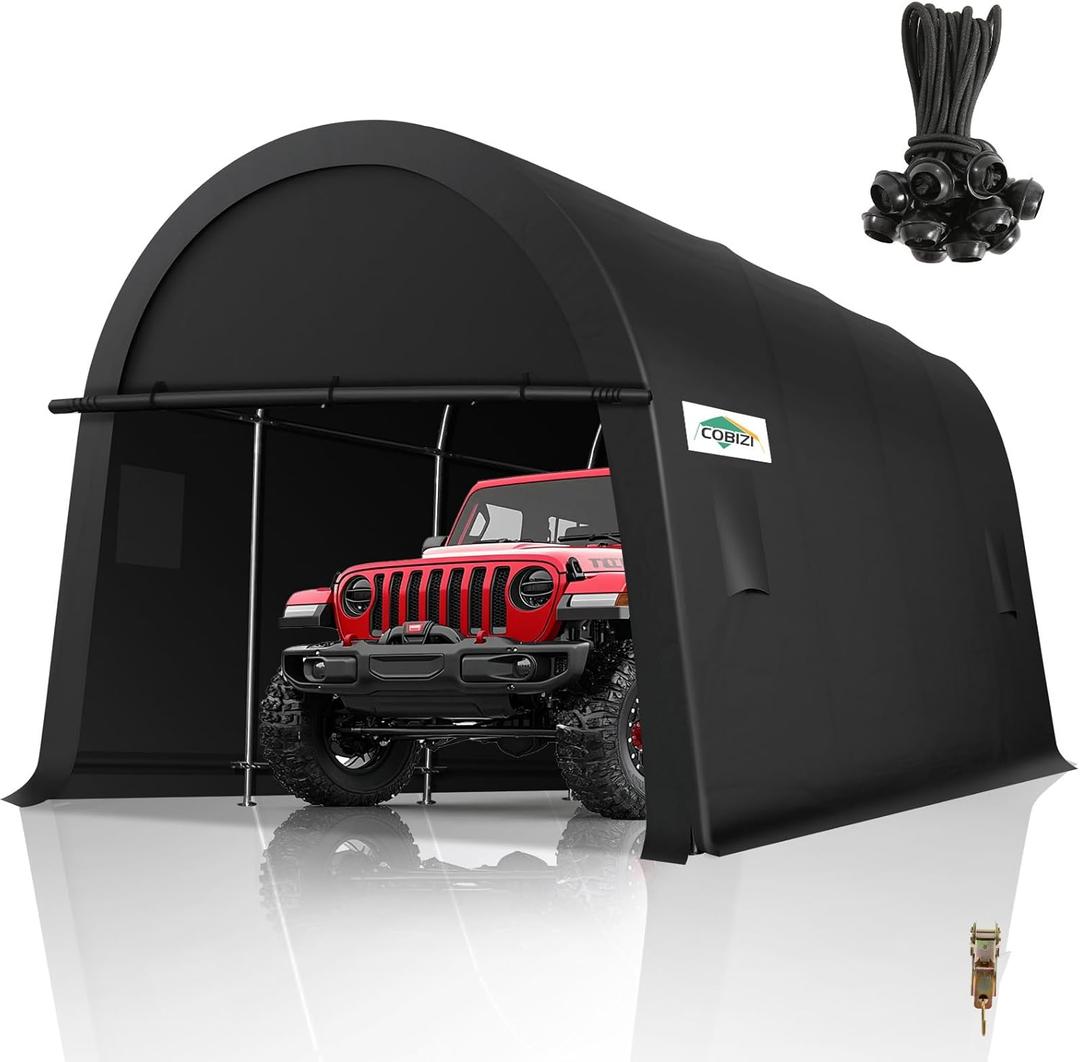 COBIZI Carport Canopy 12x20 Heavy Duty Portable Garage with Removable Doors & Vents, Galvanized Frame(Outperforms Metal) Car Port Canopy Tent with All-Season Tarp for Outdoor Storage Shed Car (Dark Gray)