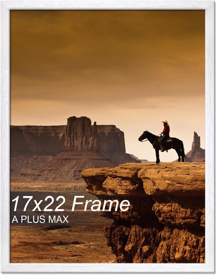 A PLUS MAX 17x22 Picture Frame White Light Weight Wall Mount
17 x 22 Inch White Wood-grain Engineered Wood Material Frame for 17by22 Rectangular Photo Poster - 1 Pack/White/17x22