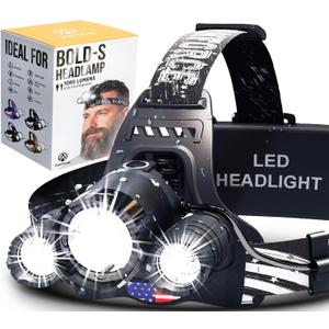 DanForce Headlamp. USB Rechargeable LED Head Lamp. Ultra Bright LUMINUS 1080 Lumen Headlamp Flashlight + Red Light. HeadLamps for Adults, Camping, Outdoors & Hard Hat Light. Zoomable IPX54 Headlight (Pluto)