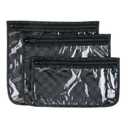 Bumkins Travel Bag, Toiletry, TSA Approved Pouch, Zip Bag, Quart Size Airline Compliant, Clear-Sided, Baby, Diaper Bag Organization, Makeup, Accessories, Carry On Packing, Set of 3 Sizes, Black Check