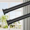 Tension Curtain Rod by EZFurni, 2 Sets 42-123 Inches, Heavy Duty Tension Rods for Windows, No Drilling Adjustable Curtain Rod for Patio, Hold Up Blackout Curtains and Non Slip, Black