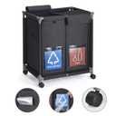 Hivexagon 2 in 1 Garbage Recycle Sorting Basket,2 Cover Top Compartments with Wheels,2 Front Transparent Display Pockets 110L Large Capacity Perfect for Kitchen Office