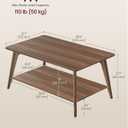 VASAGLE Coffee Table, 2-Tier Center Table with Storage, Tapered Legs, 21.7 x 39.4 x 17.7 inches