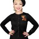 Ro Rox Fox Cardigan - Embroidered Ivy Knit Jumper Nature Inspired Retro Knitwear XL