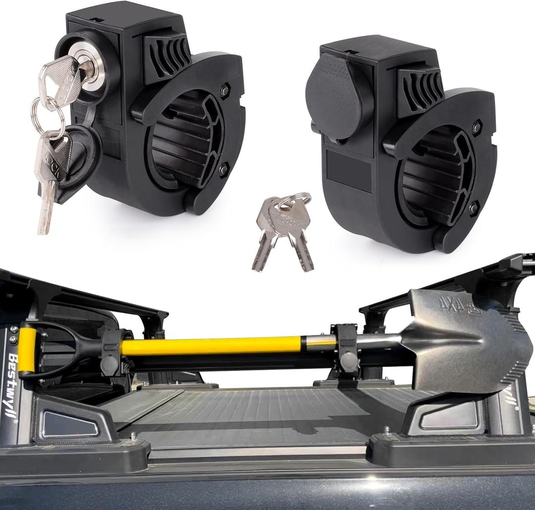 Shovel Holder Rubber Grip Mount Kit with lock Fits 0.79"-1.79" Diameter Tools Handles Quick-Release for Off-road Vehicle Roof Rack Molle Panels SUV Trucks UTV ATV M6 Nut