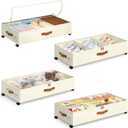 Yecaye Under Bed Storage with Wheels, 4 Pack Under Bed Storage Containers with Adjustable Dividers & Clear Window, Rolling Underbed Organizer Bins Drawers for Clothes, Shoes, Blankets, Beige