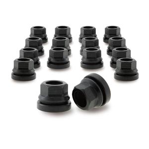 Black M14x2 Wheel Lug Nuts 16pcs for '99-'02 Ford F250 F350 F450 F550, '00-'04 F150, Two-Piece Flanged Flat Face OEM Style for Factory OEM Wheels, Fit F81Z1012AA
