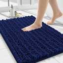 Smiry Bathroom Rugs Mat 24x16, Extra Soft Absorbent Chenille Bath Rugs, Non Slip Rubber Backing Machine Washable Quick Dry Bath Mats for Bathroom Floor, Tub, Shower, Home Decor Accessories, Navy Blue