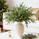 DN DECONATION Artificial Christmas Norfolk Pine Stems, Faux Pine Branches with Cones 35.4" 6PCS - Greenery Fake Pine Needles for Vase Arrangements, Winter, Holiday Indoor Outdoor Home Decor (Set of 6, Green and Brown90)