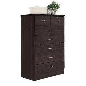HODEDAH 7 Drawer Wood Dresser for Bedroom, 31.5 inch Wide Chest of Drawers, with 2 Locks on the Top Drawers, Storage Organization Unit for Clothing, Chocolate