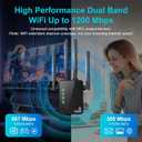 WiFi Extender Signal Booster for Home and Outdoor, Dual Band 1200Mbps Internet Extender WiFi Booster Up to 12888 Sq.ft Coverage and 105 Devices, WiFi Repeater with Ethernet Port, Easy Setup