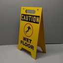 Accuform MF111 Plastic Free-Standing Fold-Ups Floor Sign,"Caution Wet Floor" with Graphic, 20" Height x 12" Width x 0.125" Thickness, Red/Black on Yellow