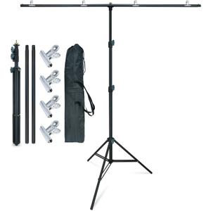 LINCO Lincostore Zenith Portable T-Shape Background Backdrop Stand Kit 5x6.7ft - 5ft Wide (Fixed) and 6.7ft High (Adjustable)- Lightweight Only 4 Lbs Easy to Carry and Storage Black LINCO Lincostore Zenith Portable T-Shape Background Backdrop Stand Kit 5x6.7ft - 5ft Wide (Fixed) and 6.7ft High (Adjustable)- Lightweight Only 4 Lbs Easy to Carry and Storage Black