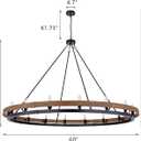 Wellmet Extra Large Rustic Chandelier, Wood Painted Pendant Light, 16-Light Farmhouse Wagon Wheel Chandelier for Living Room, Dining Room, Bedroom, Corridor, Hallway, Entryway, Size: 60''L