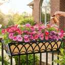 24 Inch Railing Planter Box Window Boxes Planters - 6 Pack Deck Railing Planter Boxes with Adjustable Brackets Coco Liners Balcony Planters Railing Hanging for Window Flower Boxes Outdoor Garden Decor