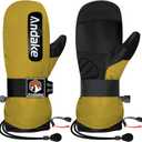 Andake Winter Ski Mittens for Men Women&Teenager,Waterproof & Insulated Snow Gloves, Warm Cold Weather Mittens,Professional Snowboard Mittens for Skiing, Snowboarding,Winter Sports, XL, Yellow