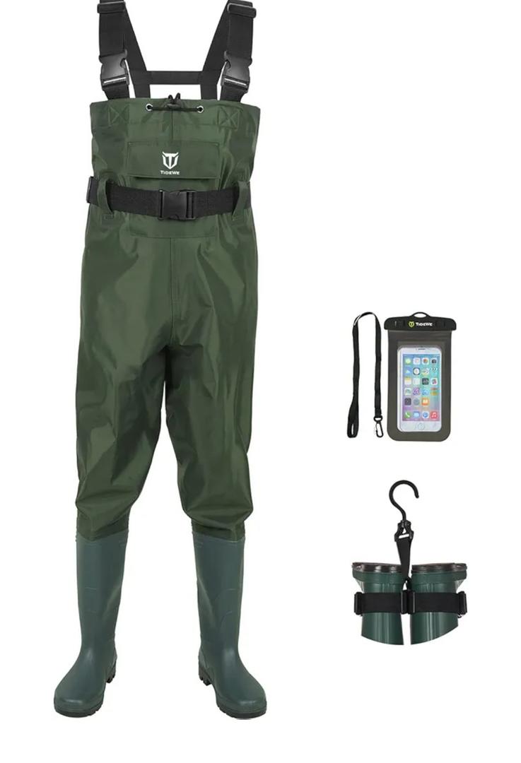 TIDEWE Bootfoot Chest Wader, 2-Ply Nylon/PVC Waterproof Fishing Hunting Waders with Boot Hanger for Men Women Green Brown 9 TIDEWE Bootfoot Chest Wader, 2-Ply Nylon/PVC Waterproof Fishing Hunting Waders with Boot Hanger for Men Women Green Brown 9