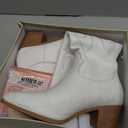 STALOV Cowboy Boots for Women Pull On Chunky Heel Boots Knee High Cowgirl Boots Western Pointed Toe Boots Embroidered Suede Boots (7, White)