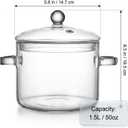 Clear Glass Pot, 1.5L, Cooking Pot with Lid and Handle, Clear Saucepan, Resistant Borosilicate Pot, Glass Saucepan for Cooking On Stove - Ideal for 1 People (50oz)