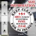 10 Pcs Area in Front of Electrical Panel Must Be Kept Clear Sticker, 17 x 17 inch