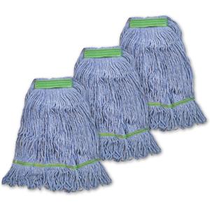 Super Clean Planet Heavy Duty Mop Head Refill (3-Pack) – Industrial Blue Cotton, Looped-End Wet Mop Heads for General, Commercial, Janitorial & Floor Cleaning