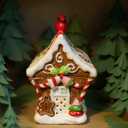 Christmas Gingerbread House Ceramic Storage Container, Holiday Kitchen Decor, 3.35x3.62x5.59 inches