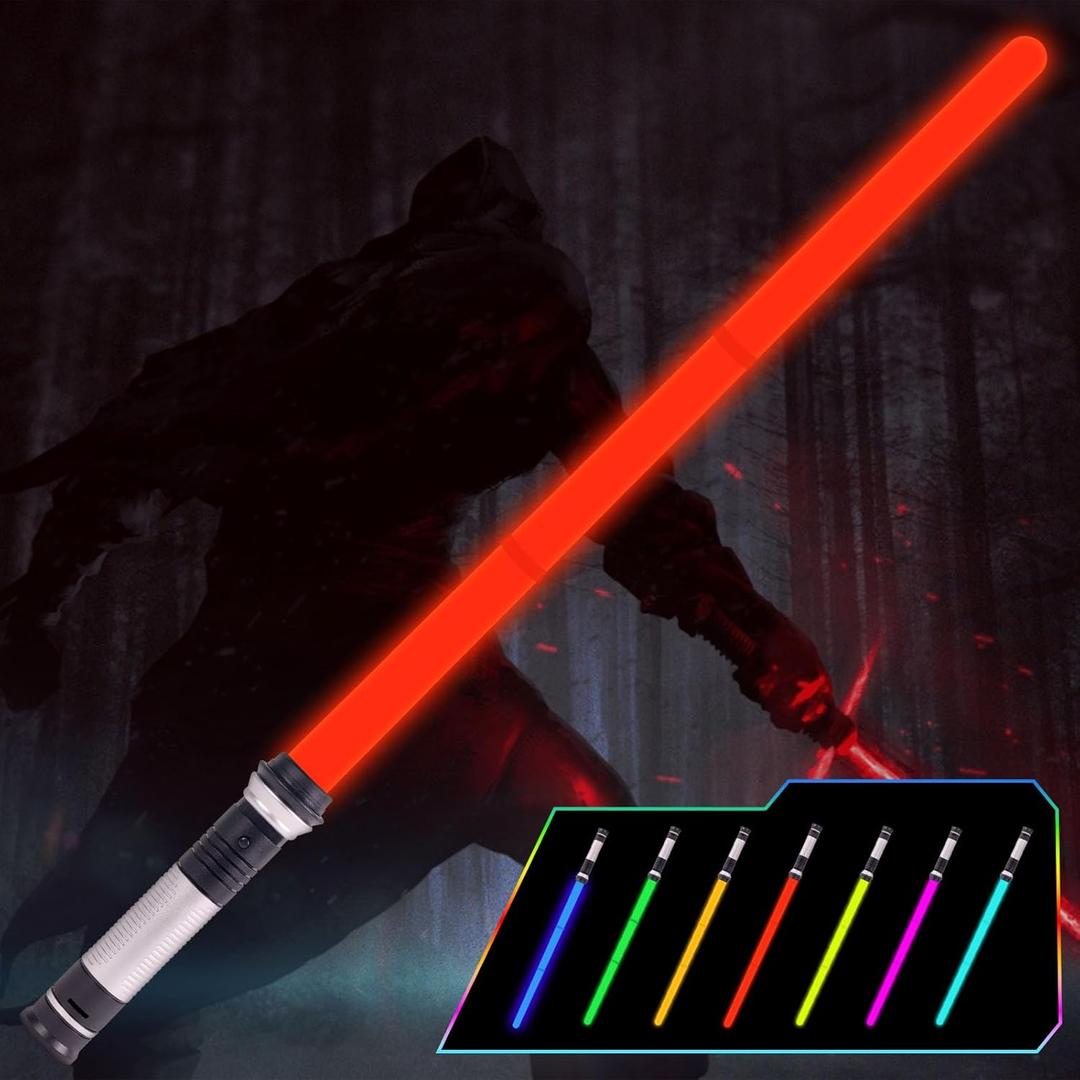 OSDUE Light Up Saber with Sound, 7 Colors Retractable Lightsaber for Kids, Boys Lightsaber Sword Toy Party Favor for Adult Kids Cosplay, Dress Up Party, Metroid and Warrior (1 Pcs)