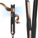 SKIMI Airflow Styler Curling Iron, Professional Titanium Flat Iron, for Hair Straightener and Curler, 5 Temps & Dual Voltage (Black & Gold).