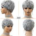Short Grey Wigs for Black Women Short Hair wigs for women Gray straight synthetic short pixie Hair with bans for black women Ombre Wig for Daily