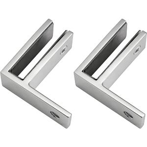 Railing Wall to Glass Clamp, 2PCS 90 Degrees Glass Clips Aluminum Alloy Glass Shelf Support Bracket, Glass Holder Connector for 10-12mm Thick Glass, Silver