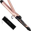 LANVIER 1.25 Inch Long Barrel Curling Iron, 1 1/4 Inch Curling Iron for Medium to Long Hair up to 450F, Worldwide Dual Voltage Curler for Traveling, Waving Style Tool - Rose Gold