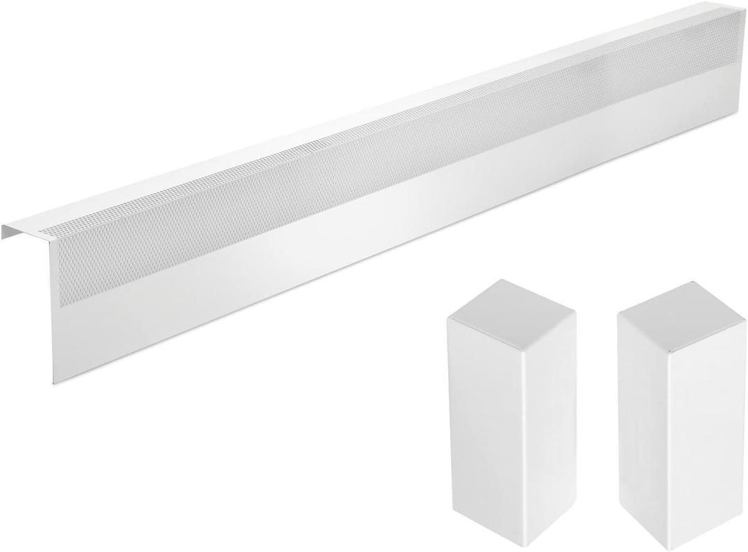 Upgraded 5 FT Baseboard Heater Cover with Left and Right Endcaps, Galvanized Steel Easy Slip-On Heater Cover for Replacing Old and Rusty Looking Electric and Hydronic Baseboard Heaters